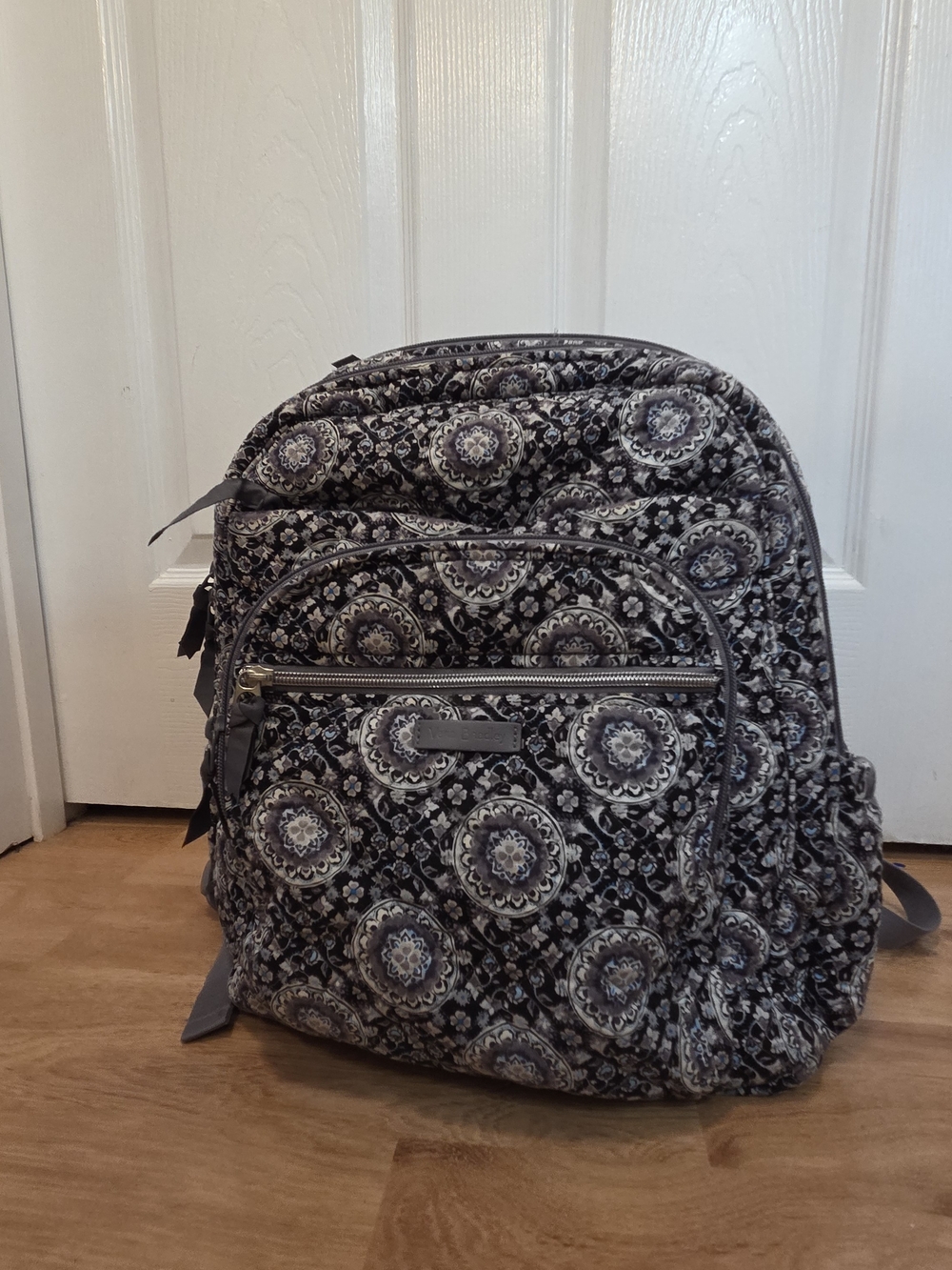 Vera Bradley Iconic Campus Backpack - Charcoal Medallion Quilted Cotton Laptop
